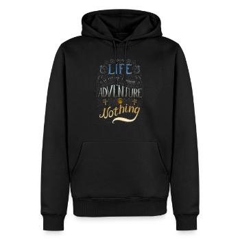 La vie est une aventure - Sweat à capuche Premium bio Homme - noir - Devant - Nico (187cm)