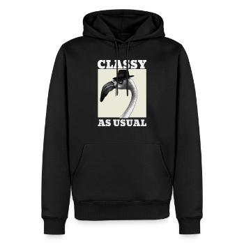 Chic comme d’habitude Flamingo - Sweat à capuche Premium bio Homme - noir - Devant - Nico (187cm)