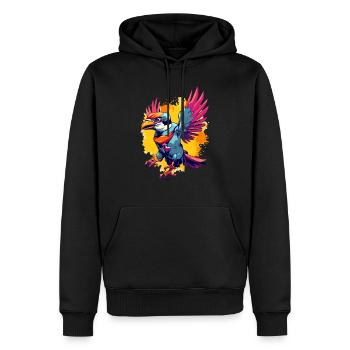 Pilu l'oiseau multicolore - Sweat à capuche Premium bio Homme - noir - Devant - Nico (187cm)