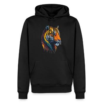 Tigre I Grand Chat de la Jungle que j’offre - Sweat à capuche Premium bio Homme - noir - Devant - Nico (187cm)