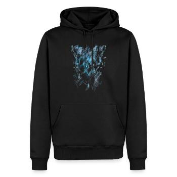 Mysticisme Abstrait - Texture de fond BLEU - Sweat à capuche Premium bio Homme - noir - Devant - Nico (187cm)