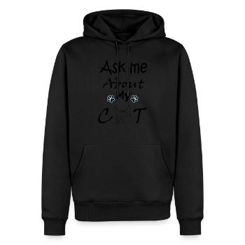 Fragen Sie mich nach meiner Katze - Männer Premium Bio Hoodie - Schwarz - Vorne - Nico (187cm)
