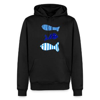Drei Fische - Männer Premium Bio Hoodie - Schwarz - Vorne - Nico (187cm)