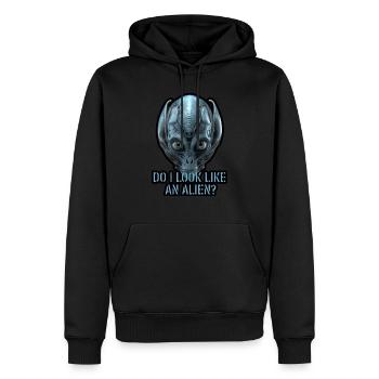 Sehe ich aus wie ein Außerirdischer? - Männer Premium Bio Hoodie - Schwarz - Vorne - Nico (187cm)
