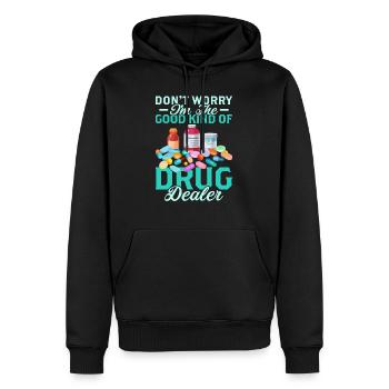 Don't Worry I'm The Good Kind Of Drug Dealer Pharm - Men’s Premium Organic Hoodie - black - Front - Nico (187cm)
