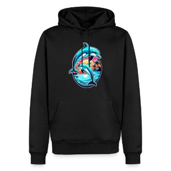 Delfin & Ozean - Männer Premium Bio Hoodie - Schwarz - Vorne - Nico (187cm)