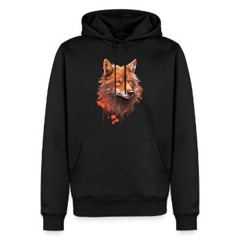Sunset Wolf: Unique Orange Design - Men’s Premium Organic Hoodie - black - Front - Nico (187cm)