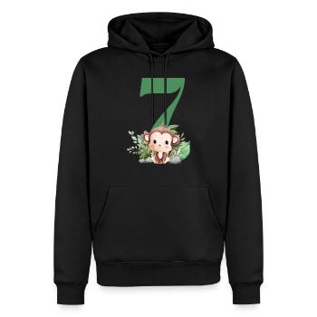 7e anniversaire singe safari - Sweat à capuche Premium bio Homme - noir - Devant - Nico (187cm)