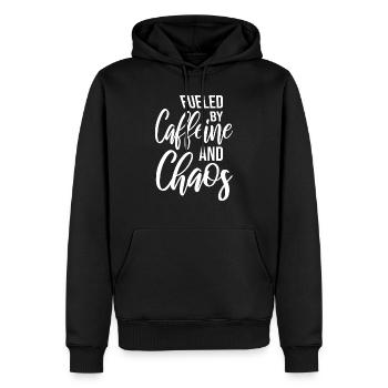 Alimenté par la caféine et le chaos Blague drôle sur le café - Sweat à capuche Premium bio Homme - noir - Devant - Nico (187cm)