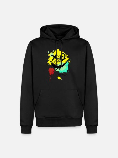 Lächeln Karikatur Vektor Lächeln Lustiges Symbol Glückliches Gesicht - Männer Premium Bio Hoodie - Schwarz