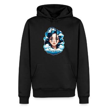 rêver - rêveur - rêveuse - rêve - rêverie - Sweat à capuche Premium bio Homme - noir - Devant - Nico (187cm)