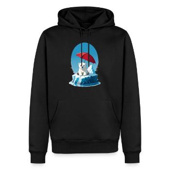 Eisbär, Eis & Sonnenschirm - Männer Premium Bio Hoodie - Schwarz - Vorne - Nico (187cm)