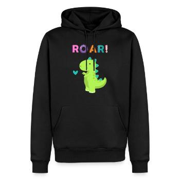Roar - Doux Dino ! - Sweat à capuche Premium bio Homme - noir - Devant - Nico (187cm)