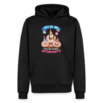 Donut-Liebhaber, ich bin nur für die Donut-Afterparty hier - Männer Premium Bio Hoodie - Schwarz - Vorne - Nico (187cm)