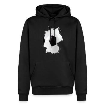 Deutschland Landkarte umrahmt echten Fußball - Männer Premium Bio Hoodie - Schwarz - Vorne - Nico (187cm)