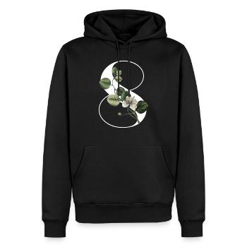 Nummer 8 Grüne Blumen - 8. Blumengeburtstag - Männer Premium Bio Hoodie - Schwarz - Vorne - Nico (187cm)