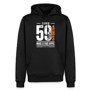 59 ans / t-shirt 59 ans / idée cadeau 59 ans - Sweat à capuche Premium bio Homme - noir - Devant - Nico (187cm)