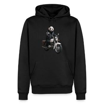 Biker Panda - Männer Premium Bio Hoodie - Schwarz - Vorne - Nico (187cm)