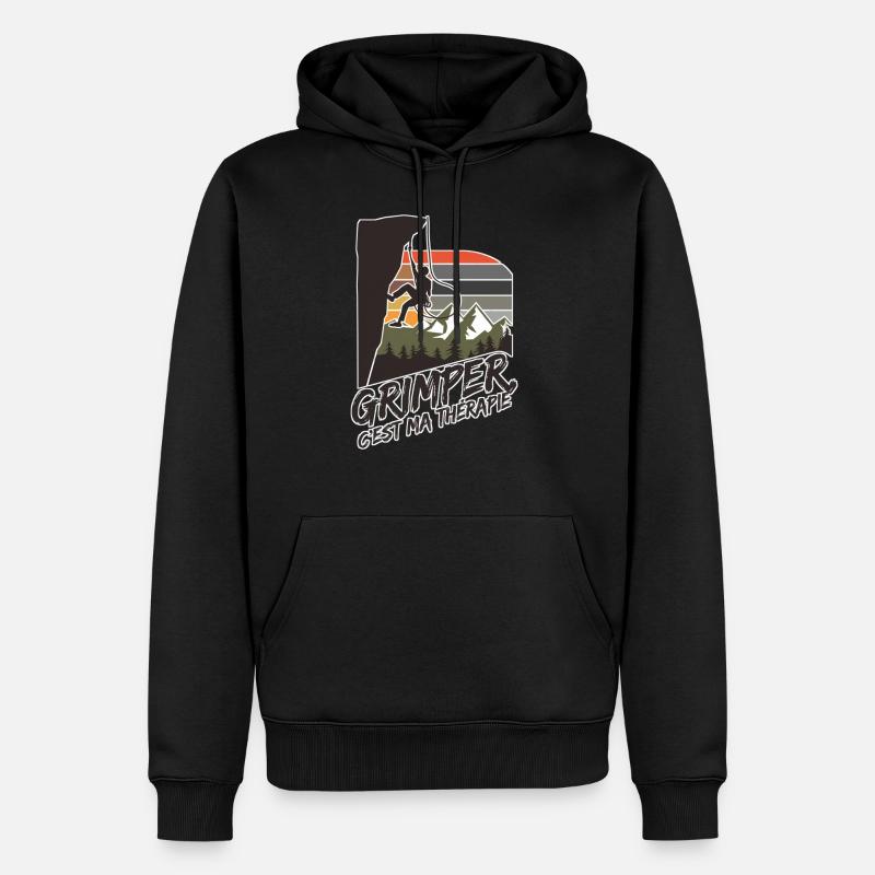 Escaladeur grimper c'est maTherapie - Sweat à capuche Premium bio Homme - noir