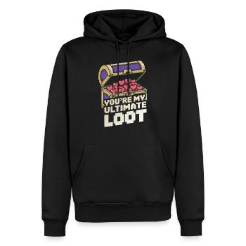 Du bist meine ultimative Beute - Männer Premium Bio Hoodie - Schwarz - Vorne - Nico (187cm)