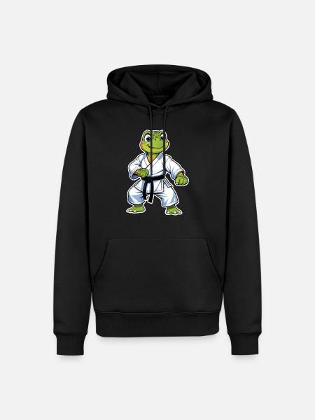 Karate Turtle Cartoon - Martial Arts - Men’s Premium Organic Hoodie - black