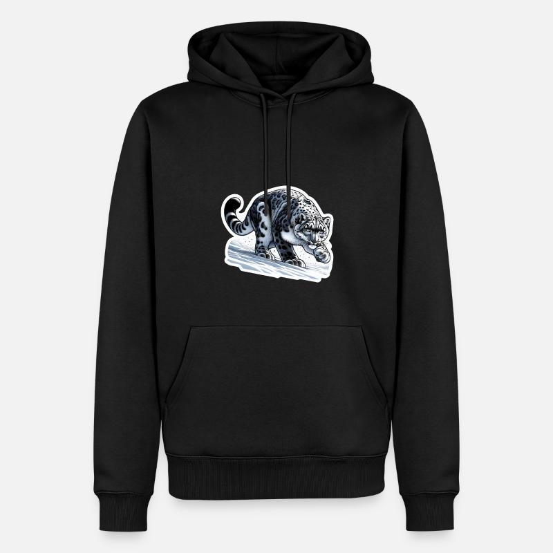 Snow Leopard Leopard White Leopard - Men’s Premium Organic Hoodie - black
