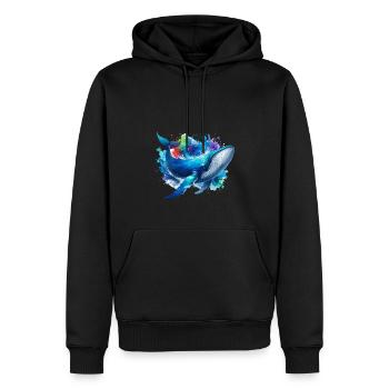 Fond coloré de baleine bleue - Sweat à capuche Premium bio Homme - noir - Devant - Nico (187cm)