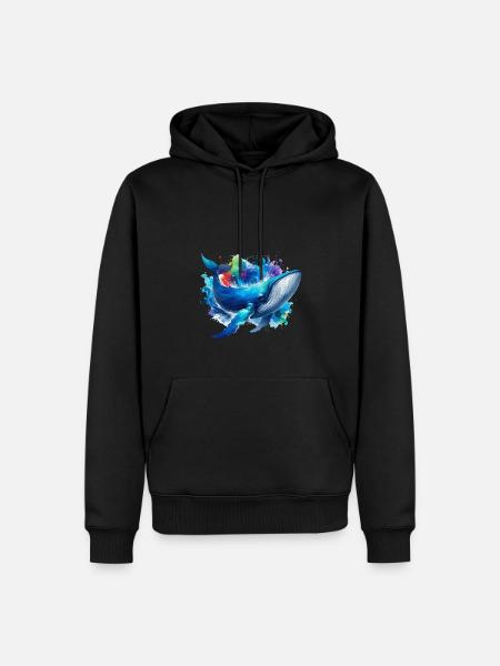 Blue Whale Colourful background - Men’s Premium Organic Hoodie - black