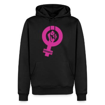 feminist - Men’s Premium Organic Hoodie - black - Front - Nico (187cm)