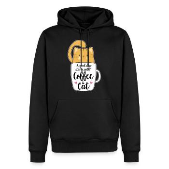 Orange Katze Kaffee Katzenliebhaber Geschenk - Männer Premium Bio Hoodie - Schwarz - Vorne - Nico (187cm)