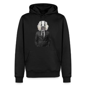 chien | chien | animal en costume - Sweat à capuche Premium bio Homme - noir - Devant - Nico (187cm)