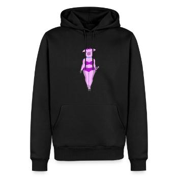 Schweine Dame Catwalk Geschenkidee - Männer Premium Bio Hoodie - Schwarz - Vorne - Nico (187cm)
