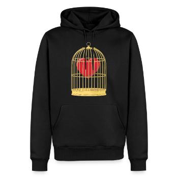 CAGED HEART - CŒUR DANS LA CAGE - Sweat à capuche Premium bio Homme - noir - Devant - Nico (187cm)