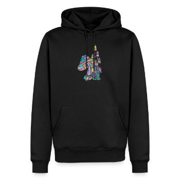 Éponges champignons Fête d’Illusion - Sweat à capuche Premium bio Homme - noir - Devant - Nico (187cm)