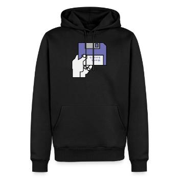 Work bench - Männer Premium Bio Hoodie - Schwarz - Vorne - Nico (187cm)