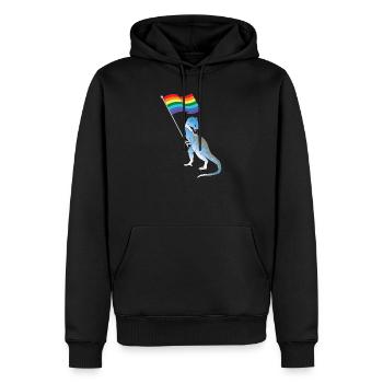 Dinosaurier Gay Pride Flag LBGTQ Homosexuell Lesben TRex - Männer Premium Bio Hoodie - Schwarz - Vorne - Nico (187cm)