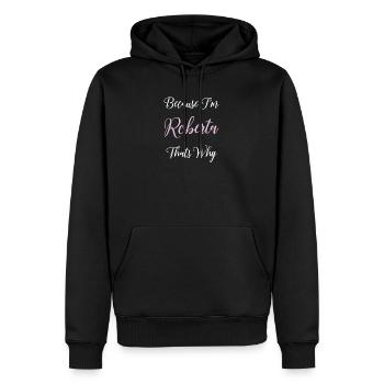 Roberta Nom Personnalisé Cadeau Femme Fille Rose - Sweat à capuche Premium bio Homme - noir - Devant - Nico (187cm)