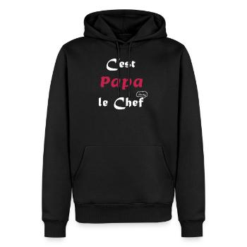 C'est Papa le chef - Cuisinier - Sweat à capuche Premium bio Homme - noir - Devant - Nico (187cm)