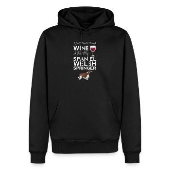 Je veux juste boire du vin et caresser mon épagneul - Sweat à capuche Premium bio Homme - noir - Devant - Nico (187cm)