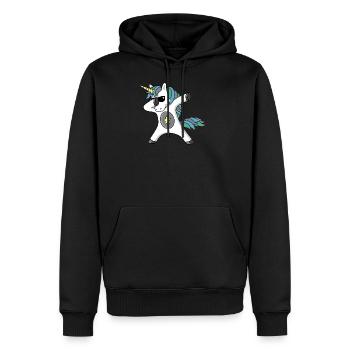 Dabbing Unicorn Einhorn Dab Regenbogen Pferd Stern - Männer Premium Bio Hoodie - Schwarz - Vorne - Nico (187cm)