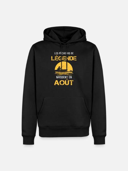 Pêcheur / Anniversaire / Août / Cadeau Pêche aout - Sweat à capuche Premium bio Homme - noir