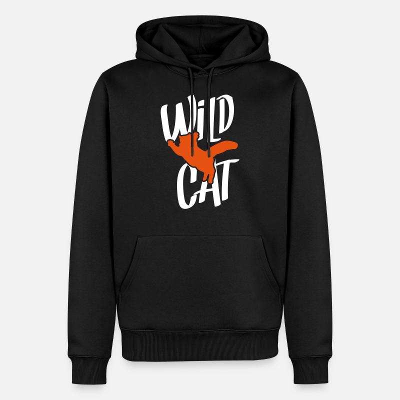 chat silhouette chat sauvage - Sweat à capuche Premium bio Homme - noir