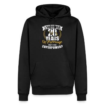20e anniversaire de mariage - Sweat à capuche Premium bio Homme - noir - Devant - Nico (187cm)