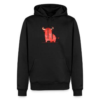 Taureau heureux - Sweat à capuche Premium bio Homme - noir - Devant - Nico (187cm)