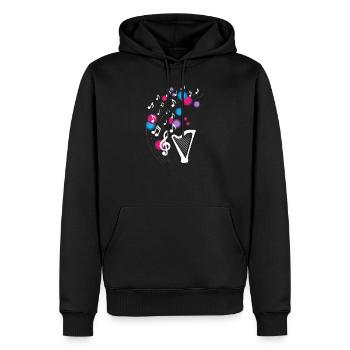 Conception de notes de musique de harpe pour musiciens de harpe - Sweat à capuche Premium bio Homme - noir - Devant - Nico (187cm)