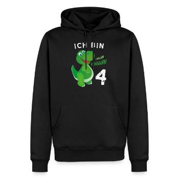 Ich bin 4 Jahre alt Dino Geburtstagsgeschenk - Männer Premium Bio Hoodie - Schwarz - Vorne - Nico (187cm)