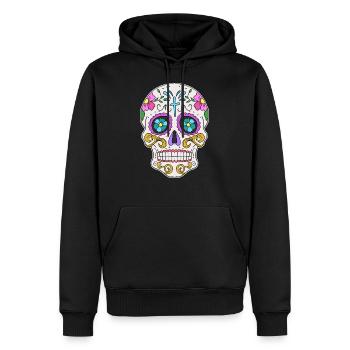 Mexicaines crâne Dia de los Muertos jour - Sweat à capuche Premium bio Homme - noir - Devant - Nico (187cm)