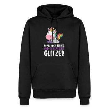 Noch näher es klatscht Glitzer Einhorn Geschenk - Männer Premium Bio Hoodie - Schwarz - Vorne - Nico (187cm)