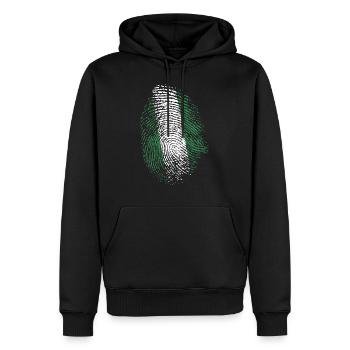 Nigeria Flag DNA Fingerprint Gift - Men’s Premium Organic Hoodie - black - Front - Nico (187cm)