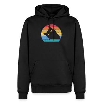 Retro Black Cat Lover Vintage Style Cats Cute - Men’s Premium Organic Hoodie - black - Front - Nico (187cm)
